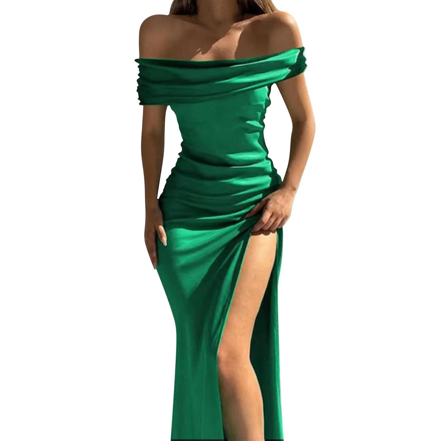 Evening wear Dresses: Women's Formal Dresses Solid Color Off Shoulder