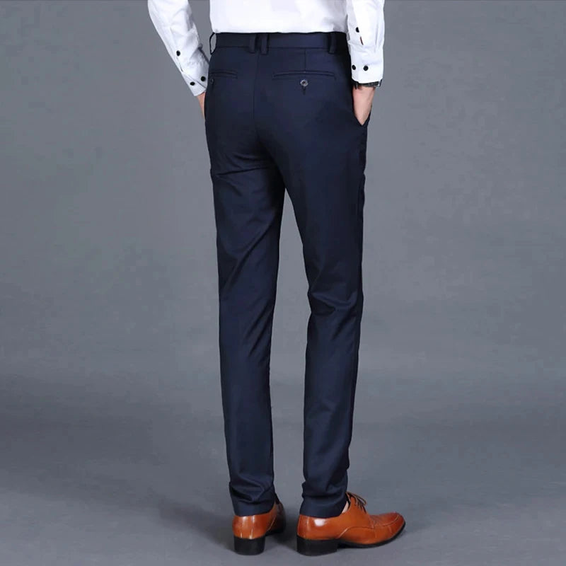 Men's Casual Suit Pants Lumbar Stretching Pure Color Formal Business