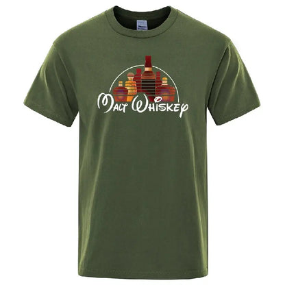 Summer Men's T-shirt 100% Cotton Funny Malt Whiskey Print Summer Loose O-neck Cool T Shirt for Men Short Sleeve T-shirt Male Tee