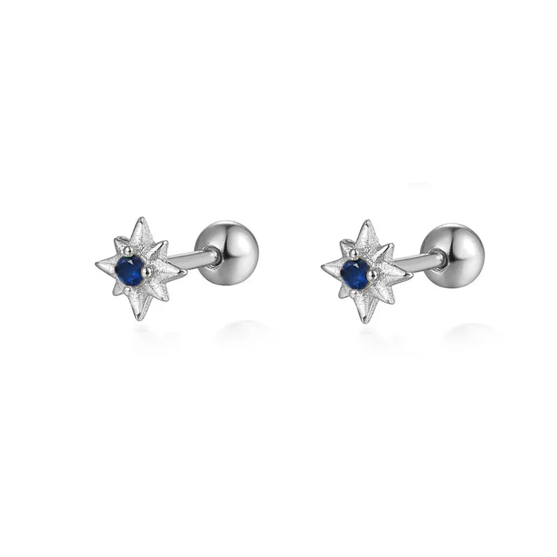 WANTME 925 Sterling Silver Fashion Love Butterfly Romantic Star Crown Screw Stud Earrings for Women Ear Bone Piercing Jewelry