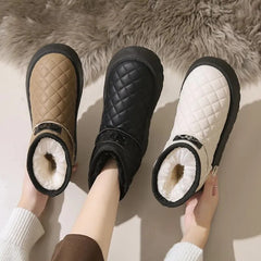 Women Snow Boots Warm Plush Slip-on Solid Fashion Female Ankle Boot Ladies Winter