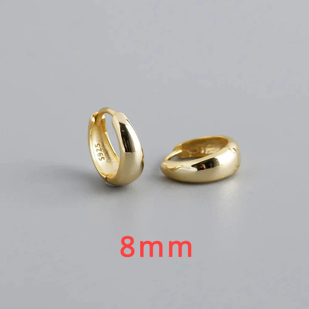 INZATT 100% 925 Sterling Silver 18K 6/7/8/9/10mm Round Hoop Earrings for Women Classic Fine Jewelry Minimalist Accessories