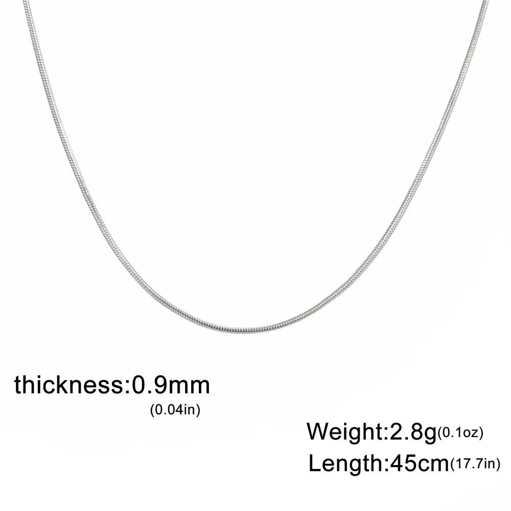 My Shape Round Snake Chain Necklace for Women Men Stainless Steel Link Chain 0.9mm 1.2mm 2mm Chains Choker Fashion Jewelry Gifts
