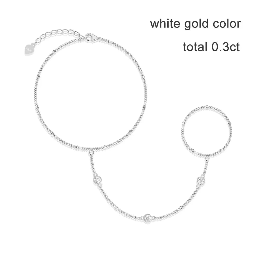 KNOBSPIN 3mm D Color Moissanite Bracelets for Women 14-21cm Adjustable Chain GRA Certified s925 Sterling Silver Bubble Bracelet