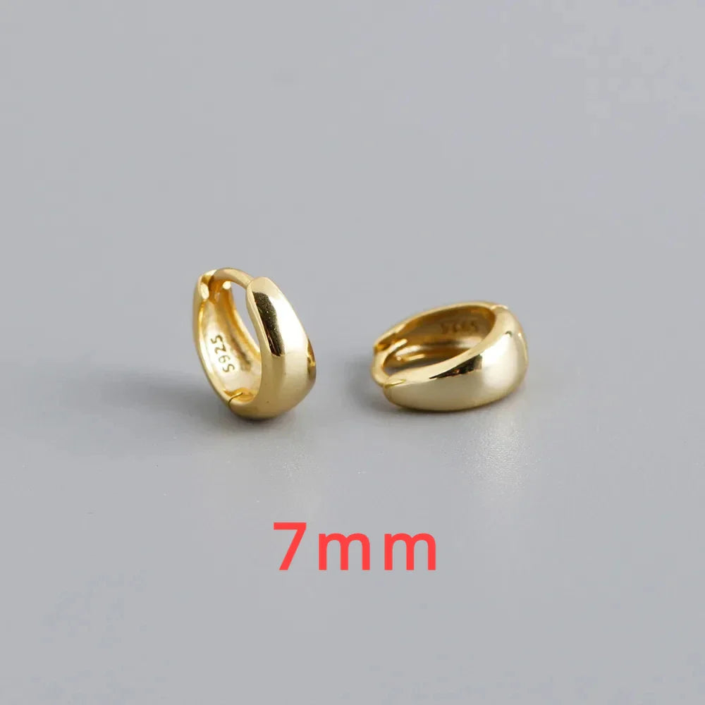 INZATT 100% 925 Sterling Silver 18K 6/7/8/9/10mm Round Hoop Earrings for Women Classic Fine Jewelry Minimalist Accessories