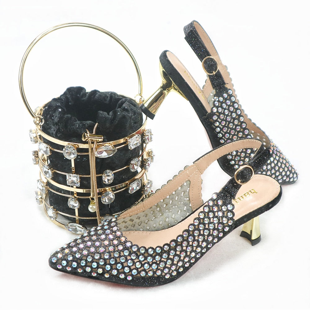 Italian Shoe and Bag Set Women Shoes and Bag Set In Italy gold