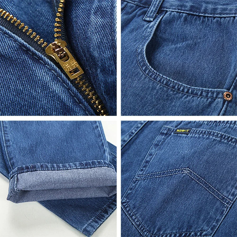 Loose Jeans Men Business Cotton Fabric Summer Classic Brand Straight Denim Pants