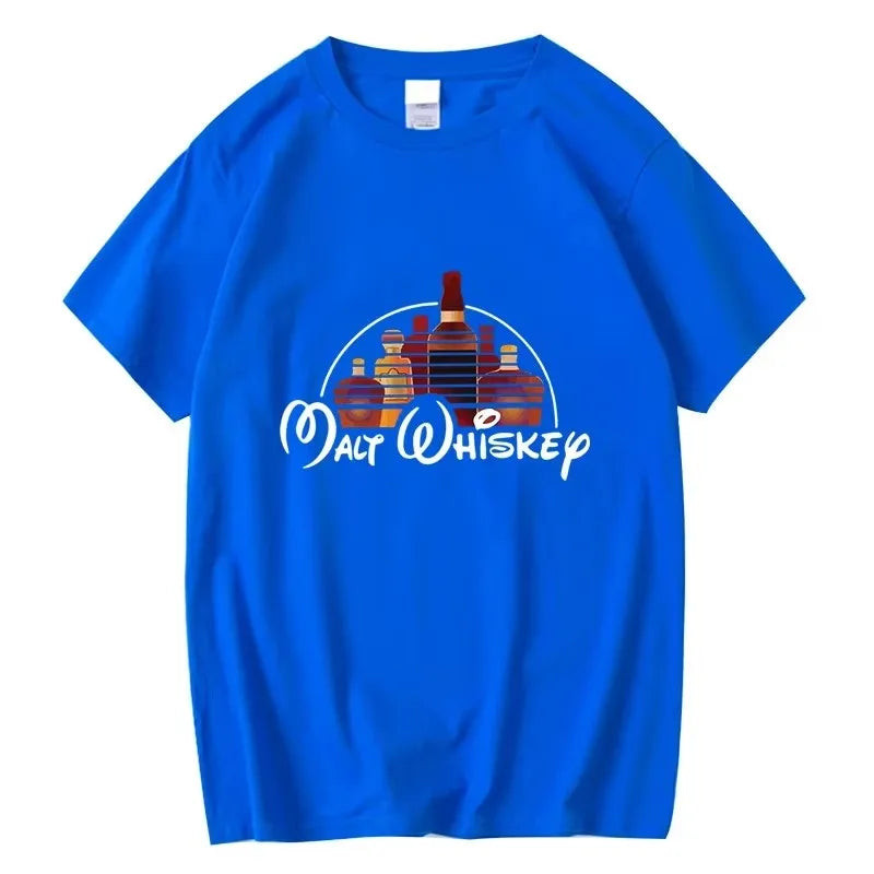 Summer Men's T-shirt 100% Cotton Funny Malt Whiskey Print Summer Loose O-neck Cool T Shirt for Men Short Sleeve T-shirt Male Tee