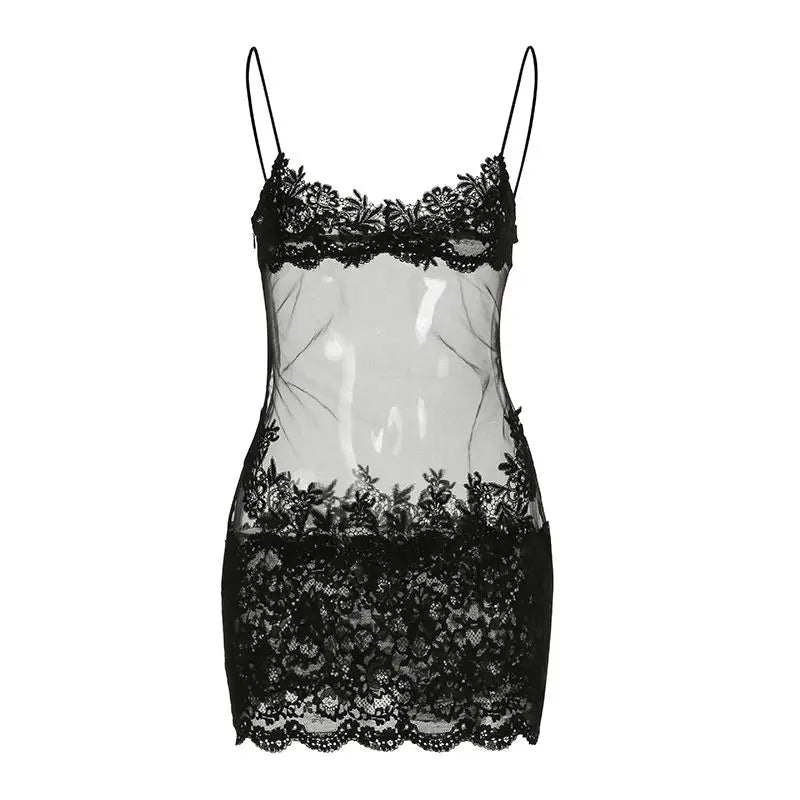 Sheer Lace Camisole Dress with Ultra Spicy and Lightweight Mesh; Sexy Dress for A Minority of Hot Girls