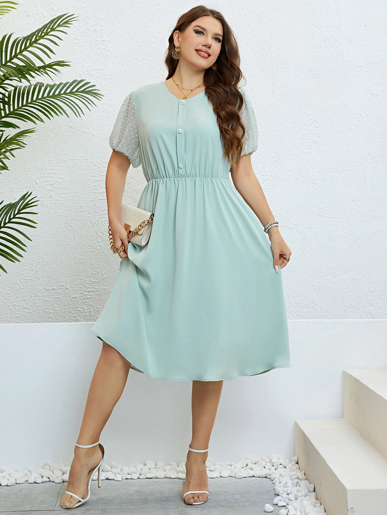 Plus Size Women Clothing Solid Casual Maxi Dresses for Women 2024 Summer Sexy Short Sleeve Loose Dress Beach Large Size Dress