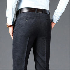 Casual Suit Pants Men Solid High Waist Straight Office Formal Trousers Mens Classic