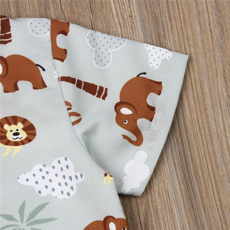 1-5years Kids Boys Printing Clothes Set Casual Short Sleeve T-Shirt + Short Pants Suit For Boys Summer Casual Outfits