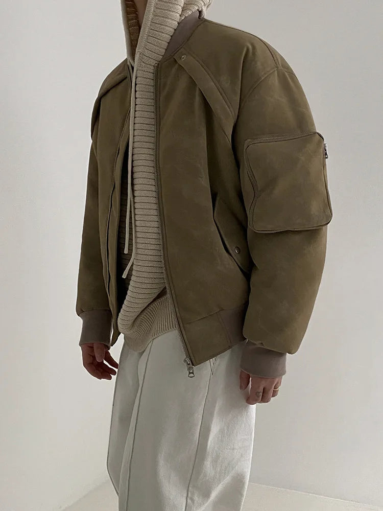 Winter Vintage Suede Jacket Cotton-padded Jacket Men's Korean-style Loose Coat