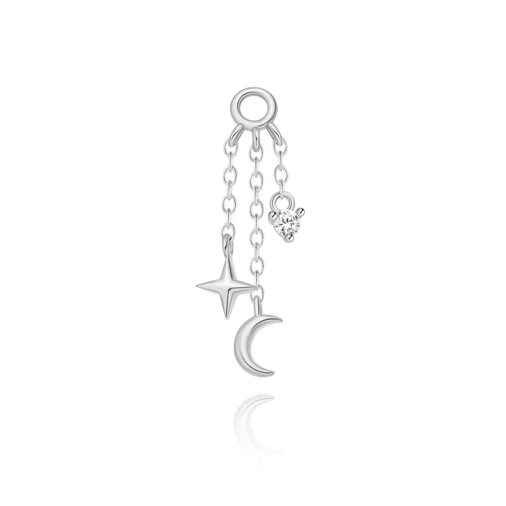 CANNER 1PC 925 Sterling Silver Horse Eye Chain Tassel Zircon Drop Earrings For Women Ins Minimalism Geometric Earrings Gift