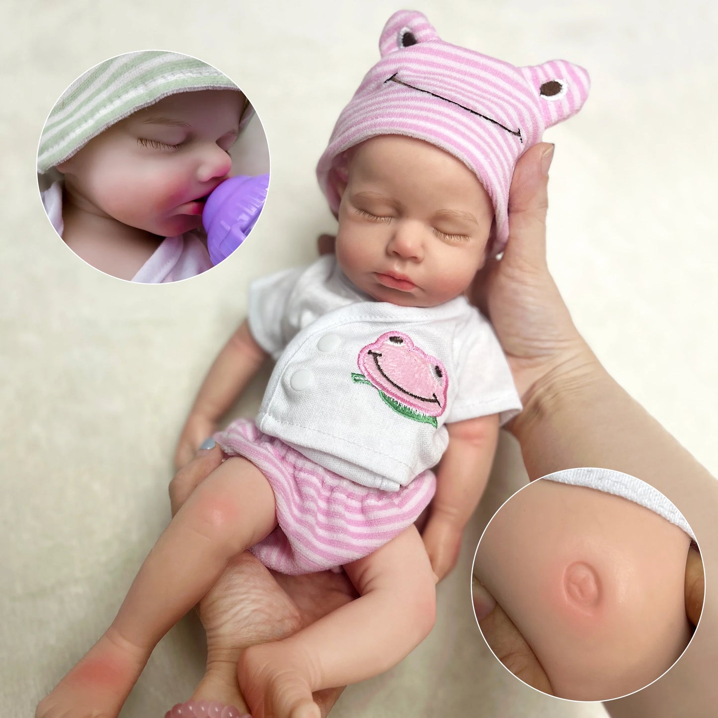 AnjoDoll 33CM Open Mouth Silicone Loulou Waterproof Anatomically Correct Newborn Boy/Girl reborn de silicone real cuerpo