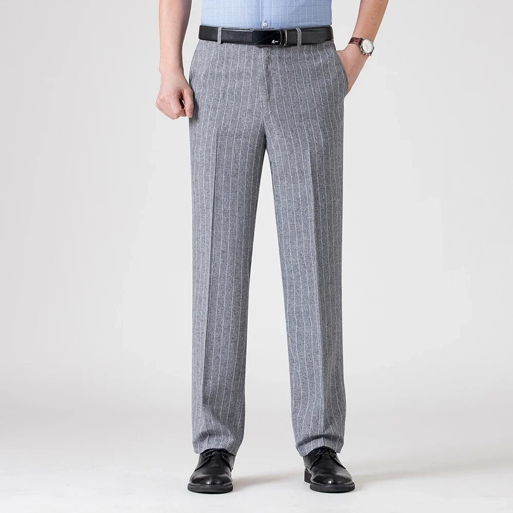Summer Men Business Thin Silk Suit Dress Pants Male Classic Breathable Office