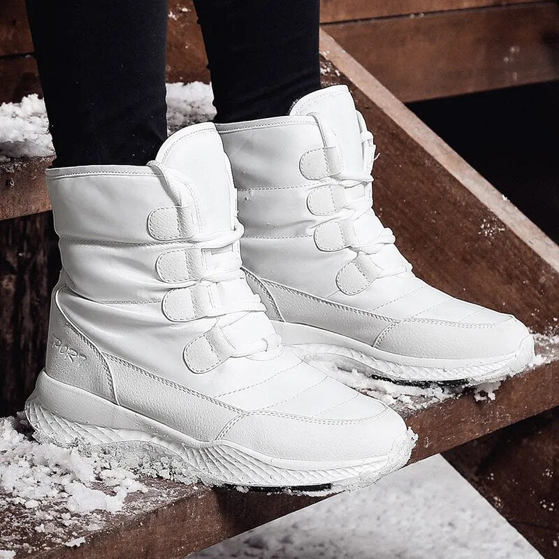 TUINANLE Women Boots Winter White Snow Boot Short Style