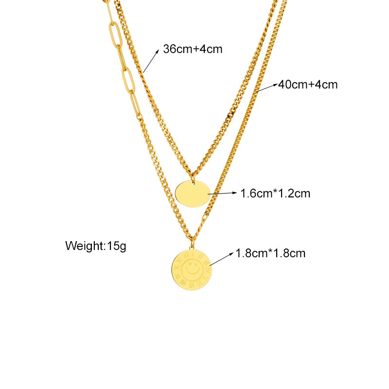 Stainless Steel Geometry Star Moon Butterfly Pendant Multilayer Chain Choker Necklace