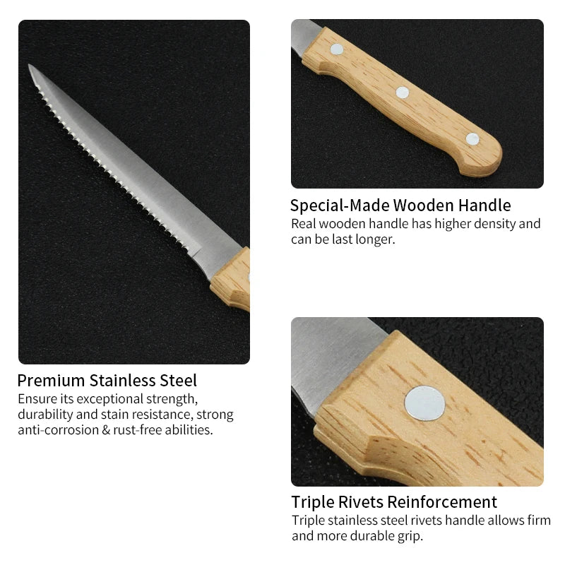 4/6/8pcs Kitchen Steak Knife Set Durable Stainless Steel 5 Inch Steak Knives Highly