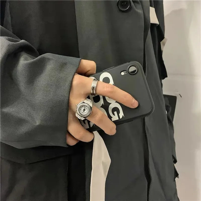Vintage Rings Punk Elastic Stretchy Quartz Watch Rings for Women
