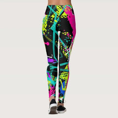 Women's Colorful Graffiti Printing Leggings High Waist Stretchable Fitness