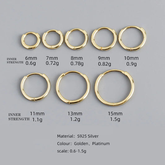 WANTME 925 Sterling Silver Fashion Simple Huggies Ear Buckle Accessories Minimalist Charm Ear Hoop Earrings for Women Jewelry
