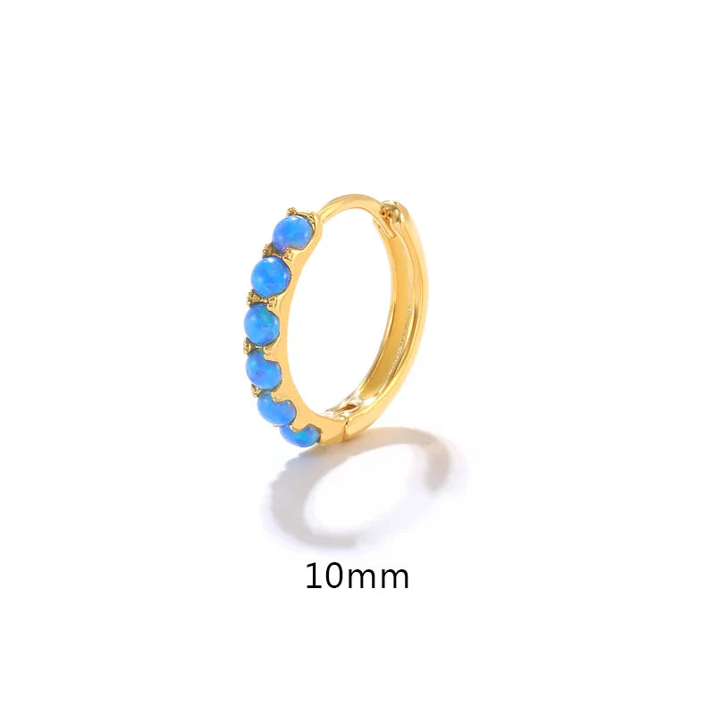 CANNER 6 8 10mm 925 Sterling Silver Opal Round Piercing Huggie Hoop Earrings for Women Fine Jewelry Accessories Pendientes 1pc