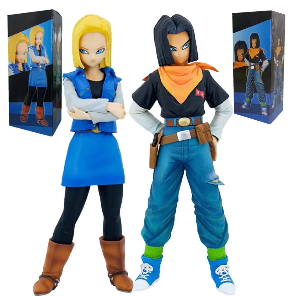 27CM Anime Dragon Ball Z Android 17 18 Figure Android 18 PVC Action Figures Collection Model Toys for Children Christmas Gifts