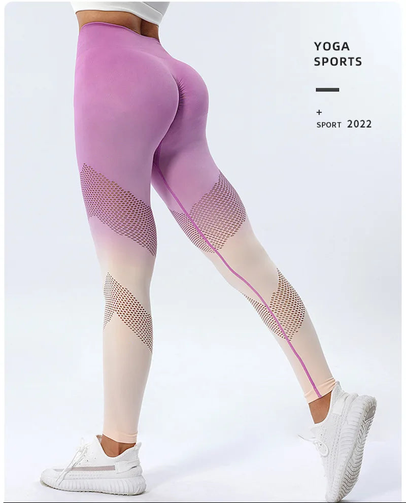 Women Sport Seamless Leggings Fitness Running Yoga Pants Gradient High Waist
