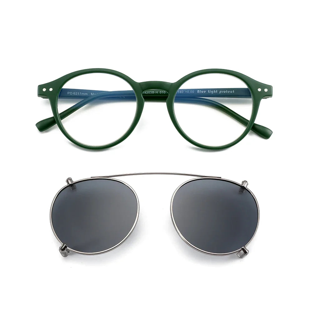 ZENOTTIC Steampunk Style Glasses (Anti Blue Light Blocking Eyewear) + Clip Lenses（Polarized Sunglasses Clips）for Women Men
