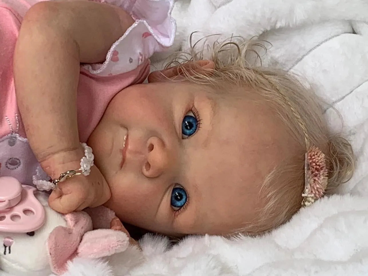 NPK 18inch Newborn Lifelike Doll Soft Touch Reborn Baby Bettie with 3D Skin Hand Root Hair Multiple Layers Painting Cuddly Toy