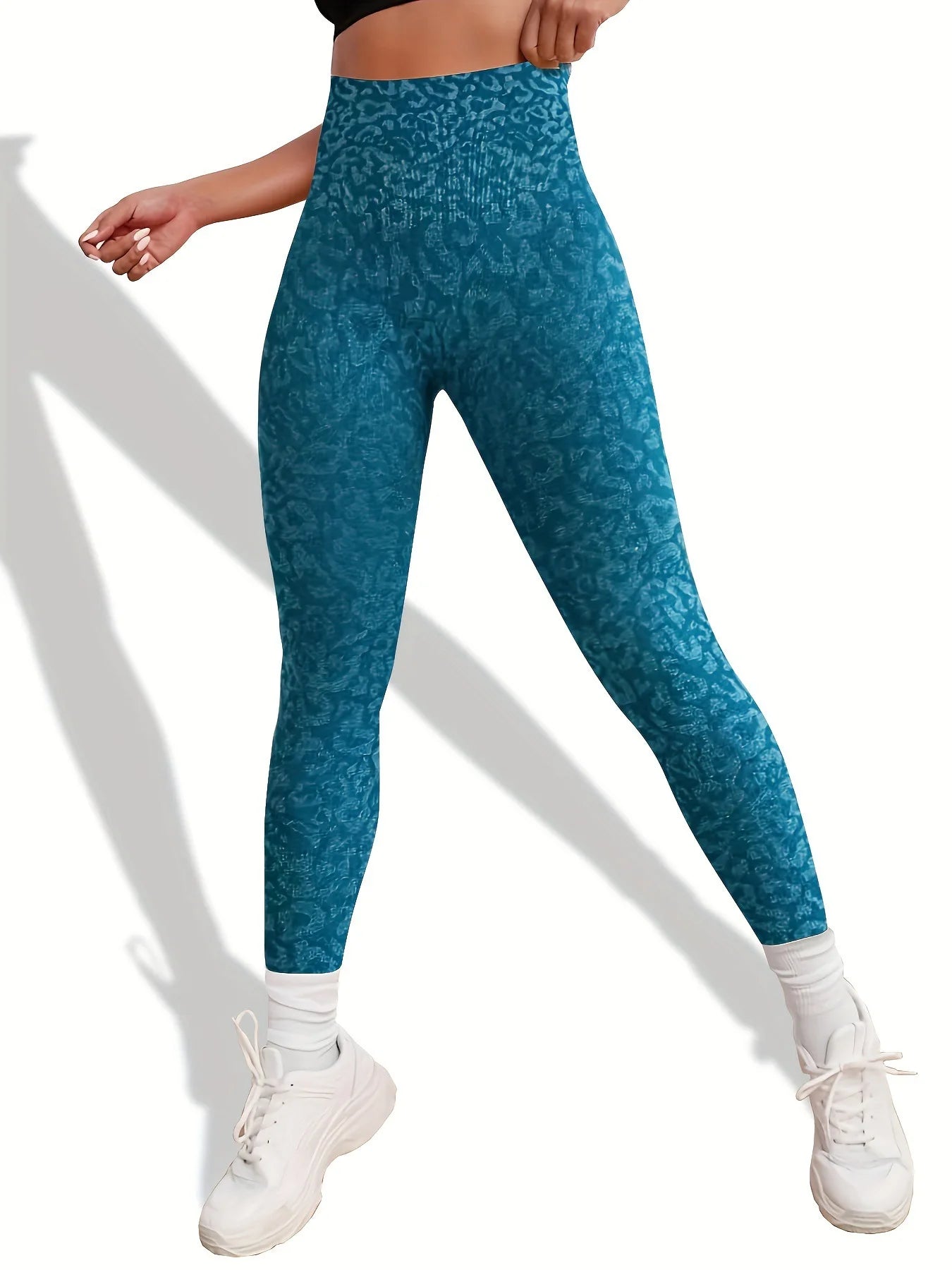 High Waist Leopard Yoga Pant Seamless Leggings Solid Scrunch Butt Lifting Booty