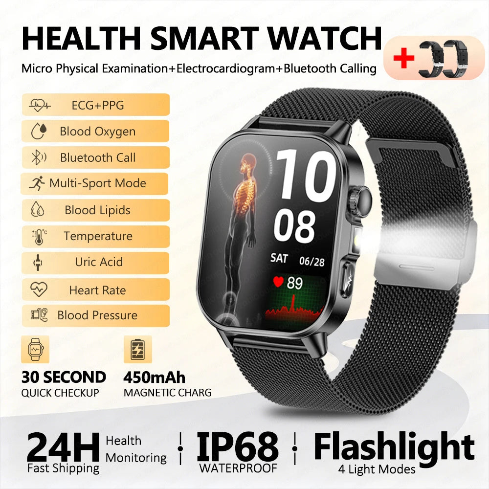 Body Composition analysis Monitoring Smart Watch Men ECG Heart Rate Blood pressure Uric Acid Health Tracker Smartwatches 2026New