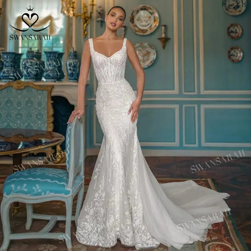 White Bridesmaid Dresses: Wedding Dress Appliques Detachable Train Princess