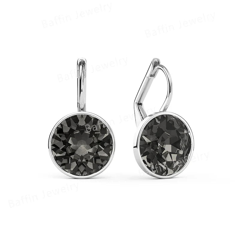 Bella Drop Earring for Women Christmas Birthday Premium Austrian Crystals Round Cut Dangle Silver Gold Color Pierced Jewelry