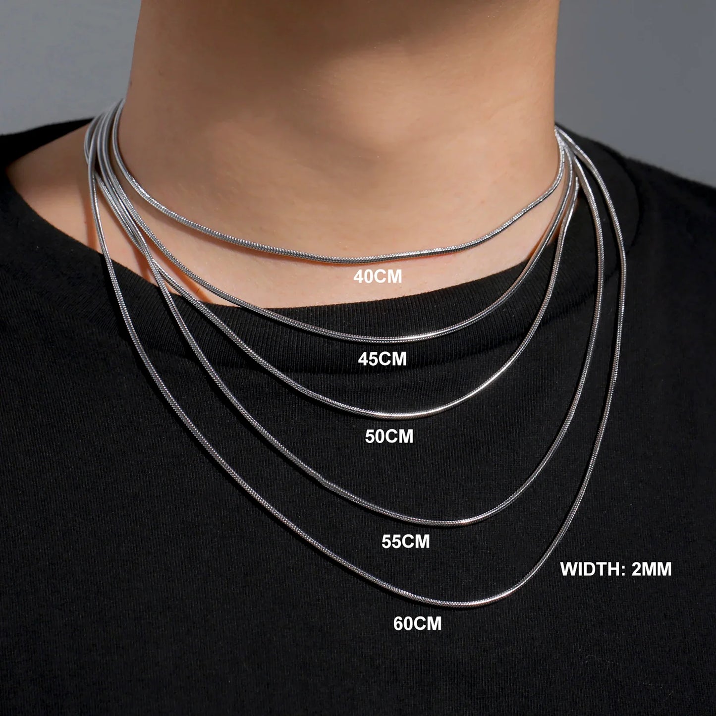 Skyrim Stainless Steel Gold Color Round Snake Chain Necklace Women Men Long Neck Chains Trendy Punk Jewelry Gift Wholesale