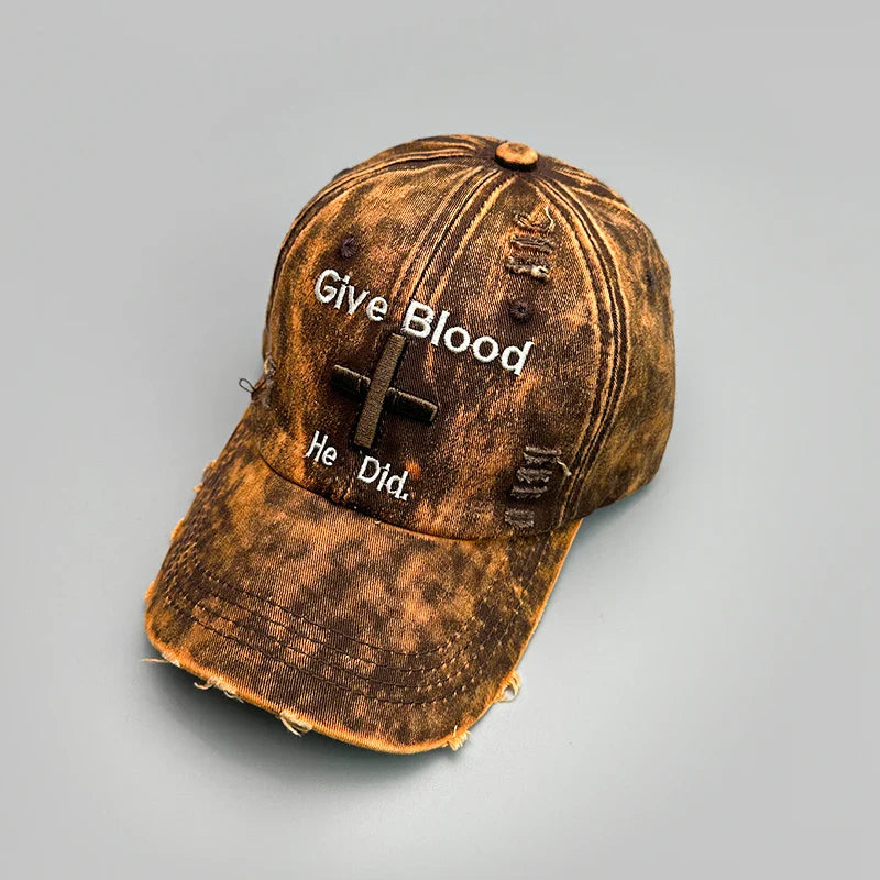 New Unisex Letter Tie-dye Embroidery American Vintage Baseball Hats Versatile Fashion ins Broken Breathable Casual Peaked Caps