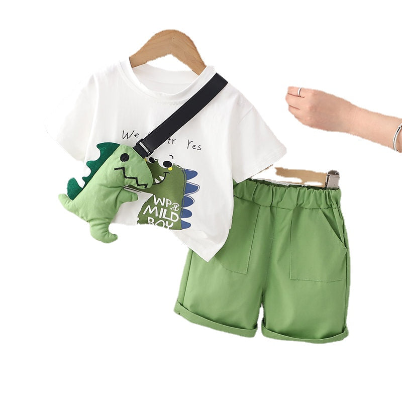Baby Boys Toddler Big Dinosaure Short Sleeve Tops Pants 2Pcs/set Cotton Kids Outfits Clothing
