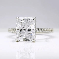 DEZO Moissanite Solitaire Engagement Rings 2/3/4ct Radiant Cut D Color Solid