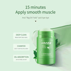 Face Clean Mask Green Tea Cleansing Stick Mask Smear Pores Moisturizing Mask Film Deep Blackhead Remover Cleansing mud 40g