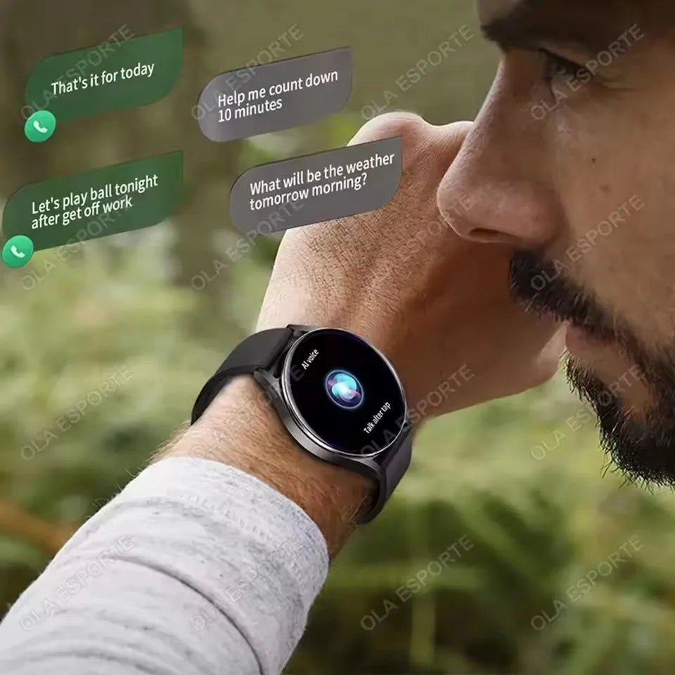 New Smart Watch 1.32 inch HD AMOLED Screen Bluetooth Call Health Monitoring Alarm Clock Fashion Watch Men Women For Android IOS