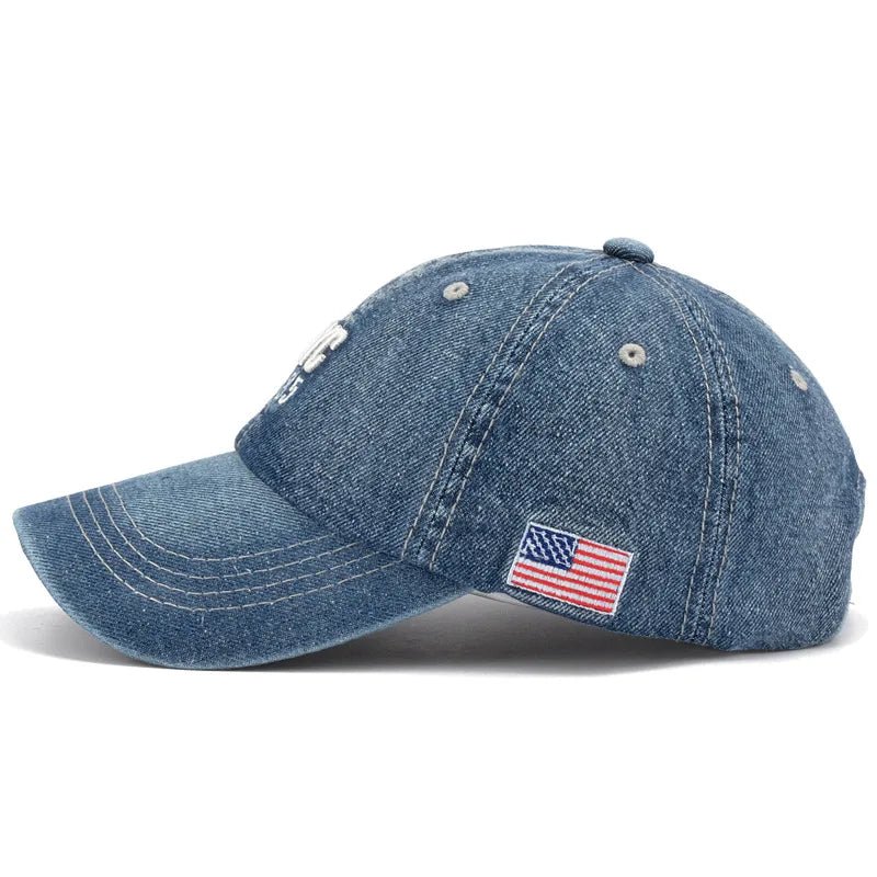 Denim Baseball Cap Men Women Embroidery Letter Jeans Snapback Hat