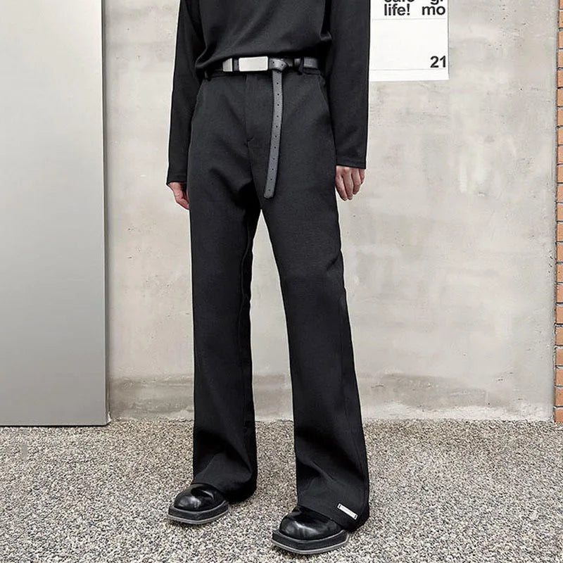 Trendy Male Suit Summer Pocket Minimalism Casual Solid Color Men Flare Trouser