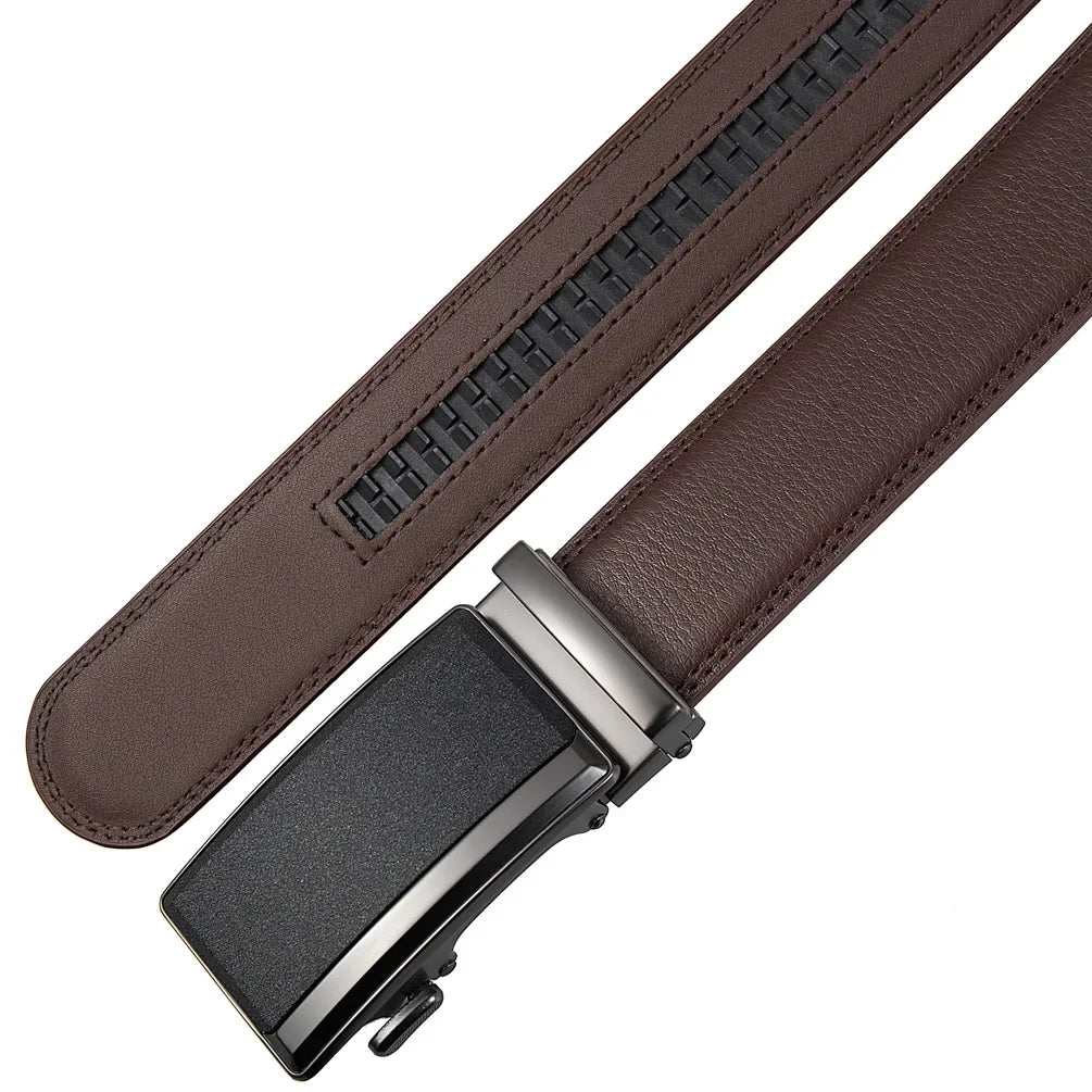 Fashion Automatic Buckle Cowskin Male Belt Men's Leather Belts Luxury Designer Black Brown 3.5cm Plus Size 130 140 150 160 170cm