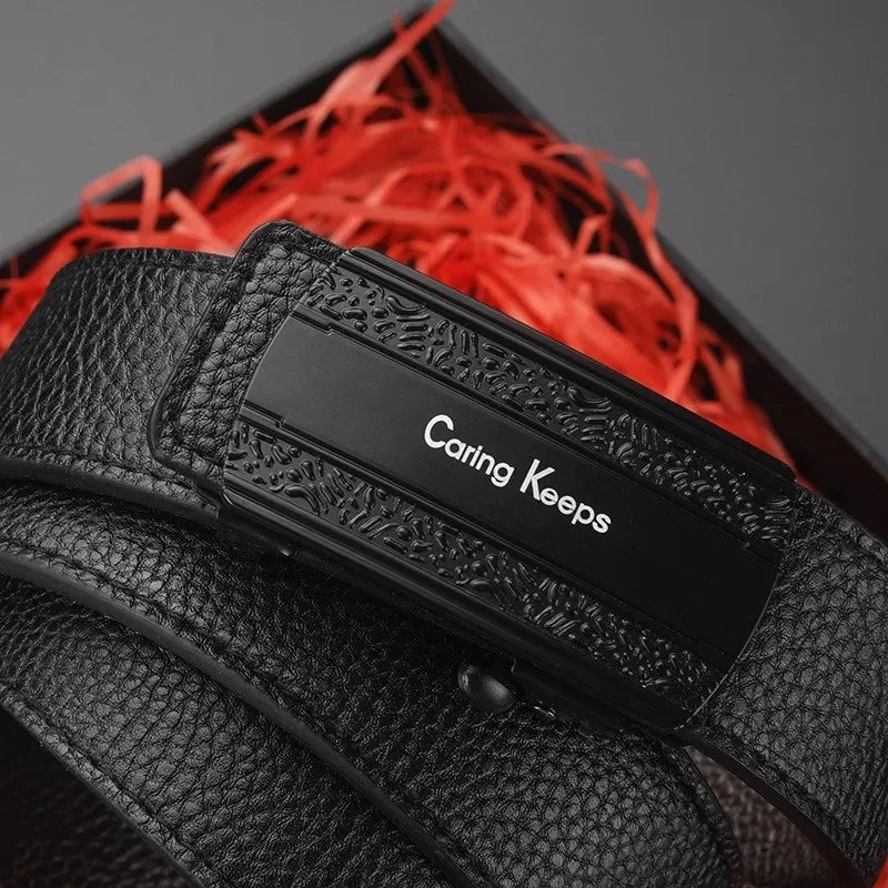1pc Fashion Business Men'S Belt Genuine Luxury Brand Belt Automatic Buckle Belt PU Leather Soft Belt With Cargo Pants Jeans Belt