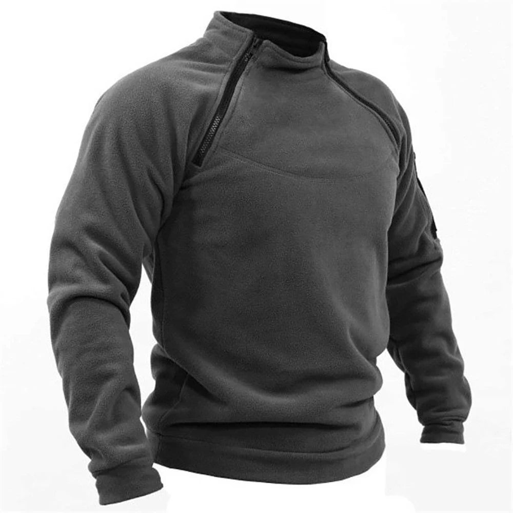 US Men's Tactical Outdoor Jacket Hunting Clothes Warm Zippers Fleece Pullover Man