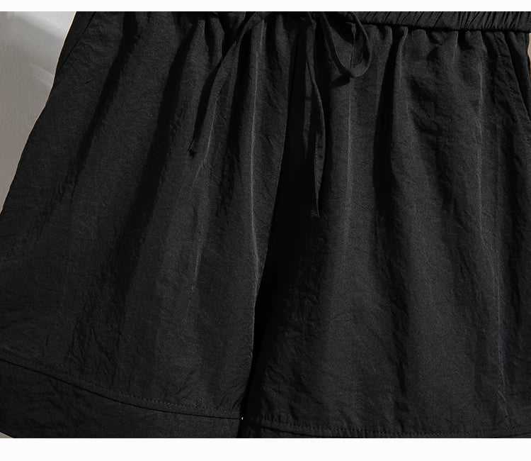 Plus Size Summer Shorts For Women 2025 Summer Ice Silk Drawstring Large Size Loose Shorts Women Korean Streetwear Shorts Female