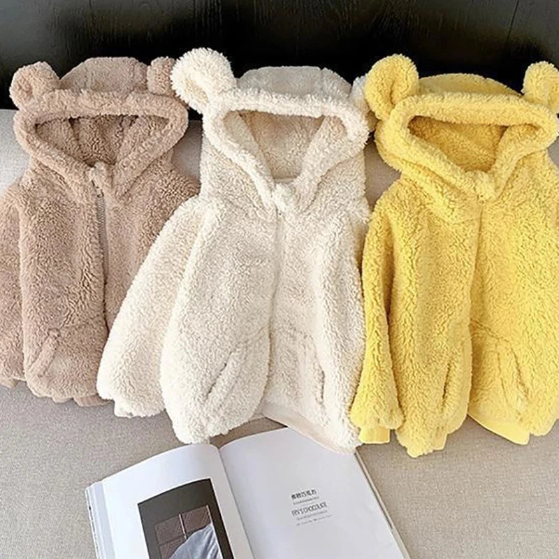 Plush Boys Coat Cute Ears Autumn Lambswool Kids Jacket Fashion Little Princess Coat