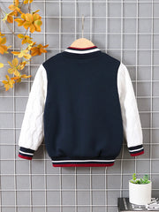 Boys' autumn and winter coats match color casual college cardigan baseball hoodie