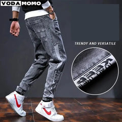 Spring Summer Black Blue Cargo Jeans Men Streetwear Denim Jogger Pants Men